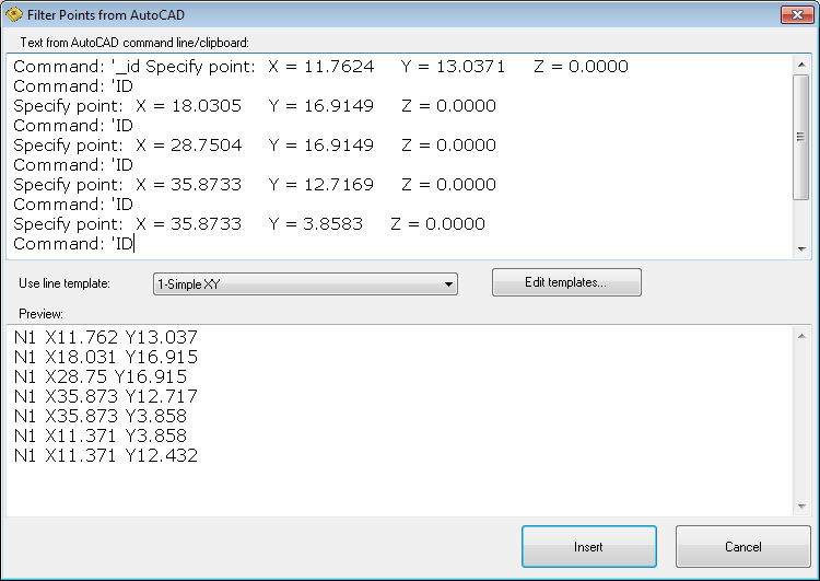 Filter points from AutoCAD