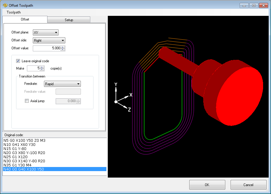 Offset toolpath