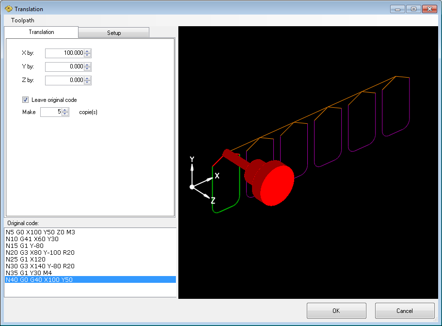 CNC toolpath translation