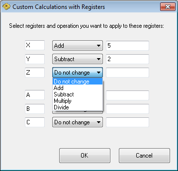 Custom calculations with registers