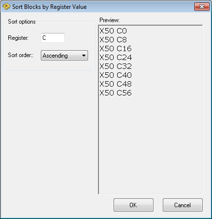 Sort blocks by register value