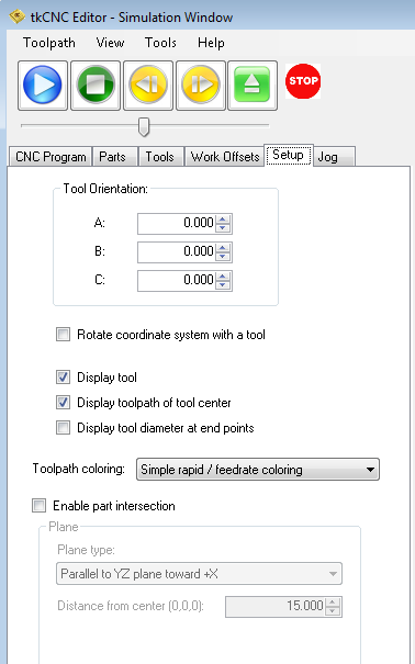 CNC program simulation - setup