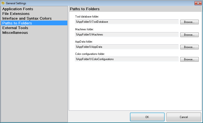 General settings - Paths