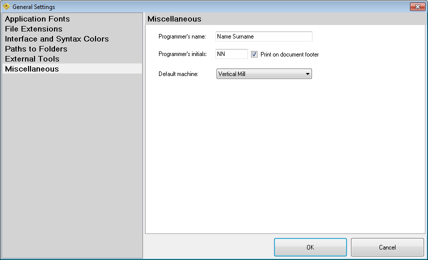 General settings - Miscellaneous