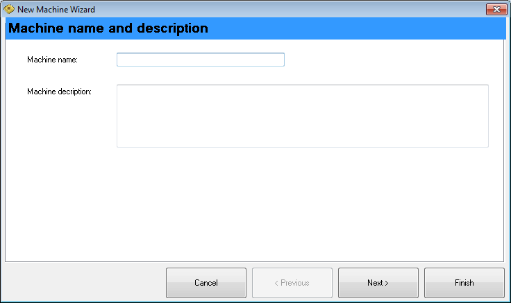 New CNC machine wizard - step 1