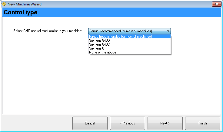 New CNC machine wizard - step 5