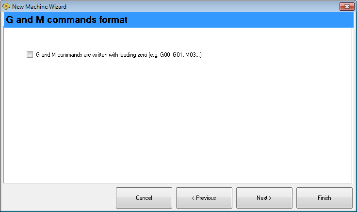 New CNC machine wizard - step 6