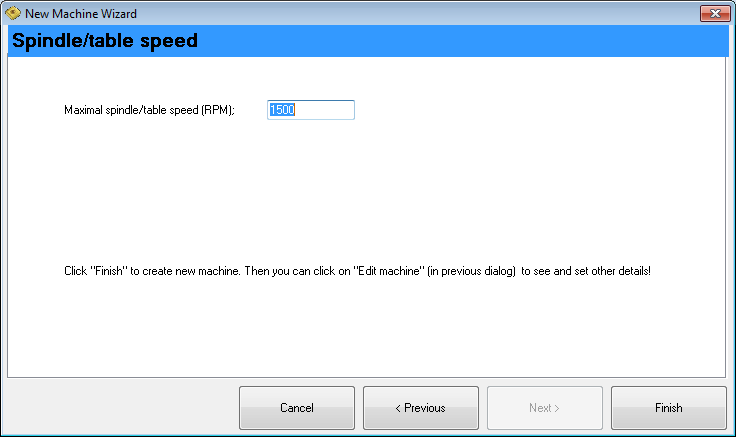 New CNC machine wizard - step 7